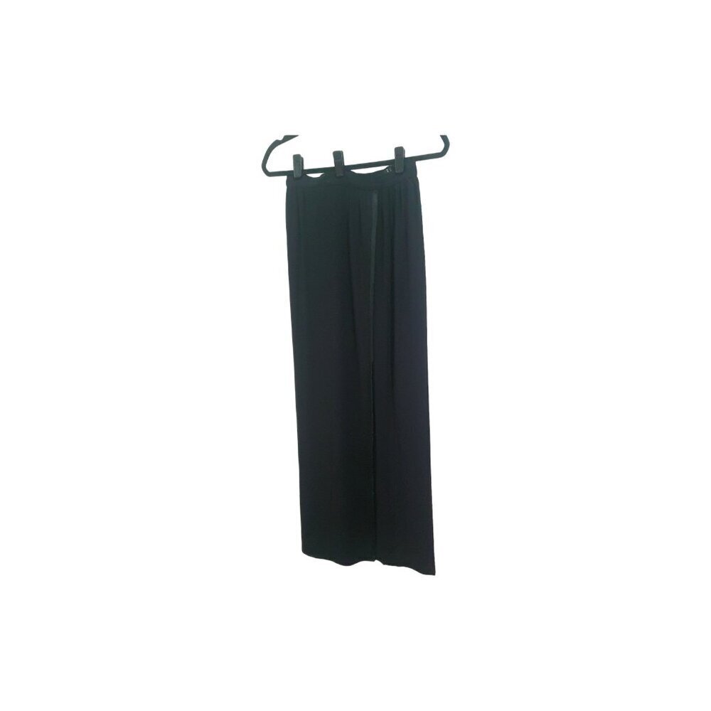 1980's SAINT LAURENT black crepe maxi wrap skirt Size S - Picture 6 of 16
